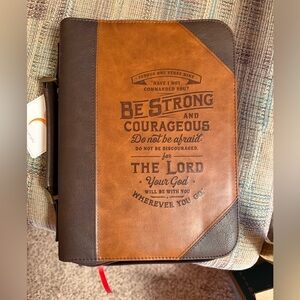 Brown and Tan Leather Men's Bible Bag